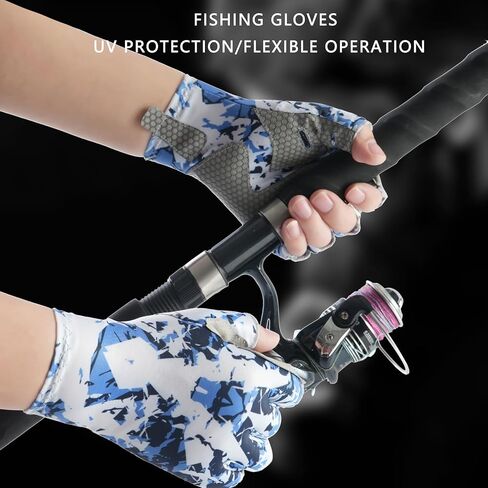 Fishing Gloves UPF50+ Sun Gloves, UV Protection Fingerless Gloves Men Women for Fishing, Kayaking, Rowing, Paddling, Canoeing, Hunting in Saudi Arabia