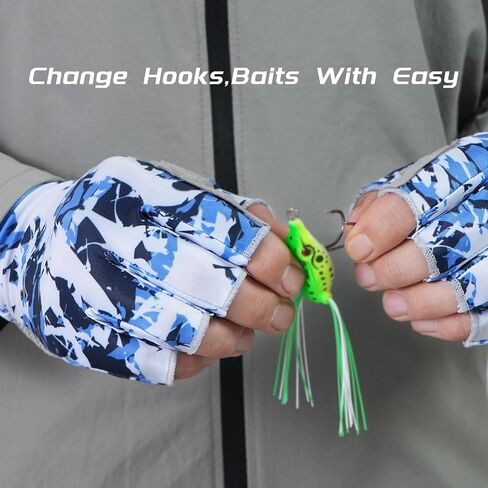 Fishing Gloves UPF50+ Sun Gloves, UV Protection Fingerless Gloves Men Women for Fishing, Kayaking, Rowing, Paddling, Canoeing, Hunting in Saudi Arabia
