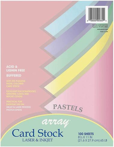 Pacon 101315 Array Card Stock, 65 lb., Letter, Assorted Pastel Colors, 100 Sheets/Pack in Kuwait