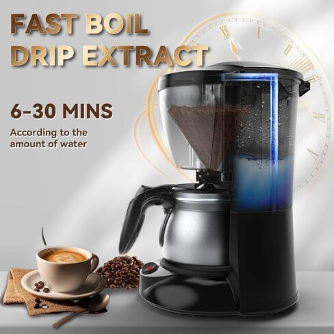 ماكينة صنع القهوة في السيارة 5 أكواب مع ولاعة سجائر لشحن السيارة، ماكينة صنع القهوة للسفر 24 فولت مع تسخين سريع، إبريق من الفولاذ المقاوم للصدأ، متوافقة مع القهوة المطحونة للقيادة RV (أسود فضي) in Kuwait