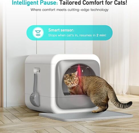 Smart Odor Removal Cat Litter Box,Enclosed Litter Box with Smart Efficient Odor Removal System,Large Litter Box for Big Cats and Kittens,Easy to Assembly and Clean,Including Mat and Scoop in Saudi Arabia