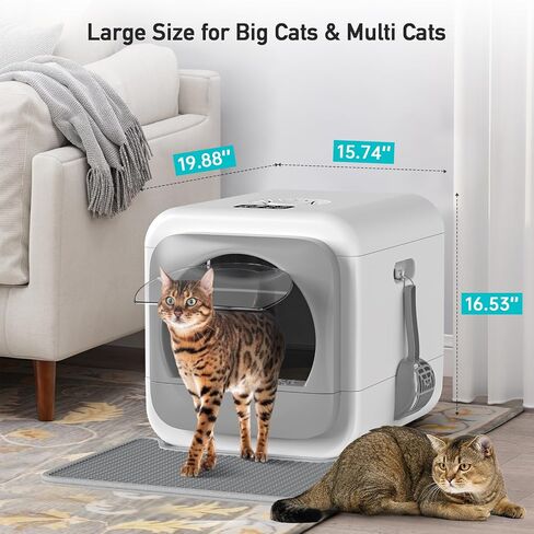 Smart Odor Removal Cat Litter Box,Enclosed Litter Box with Smart Efficient Odor Removal System,Large Litter Box for Big Cats and Kittens,Easy to Assembly and Clean,Including Mat and Scoop in Saudi Arabia