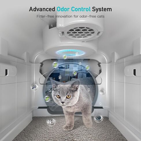 Smart Odor Removal Cat Litter Box,Enclosed Litter Box with Smart Efficient Odor Removal System,Large Litter Box for Big Cats and Kittens,Easy to Assembly and Clean,Including Mat and Scoop in Saudi Arabia