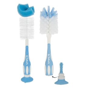 Dr. Talbot’s Bottle and Nipple Brush, Soft Nylon Bristles, Sponge Top, Handle with Suction Base, 2 pack, Aqua