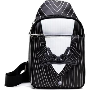 Disney Bag, Cross Body, Round, The Nightmare Before Christmas Jack Face with Spider Web, Vegan Leather