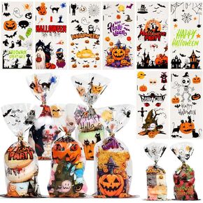 shynek 200 Pcs Christmas Gift Bags Candy Cellophane Bags Bulk Christmas Treat Bags Clear Small Goody Bags for Kids with Twist Ties for Snacks Xmas Party Favor Supplies Craft Wrapping Decoration