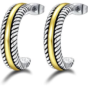 UNY Earring Cross Designer Inspired David Jewelry Antique Brand French Clip Twisted Cable Wire Gift