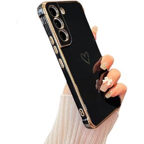 ZTOFERA Designed for Samsung Galaxy S21 Plus 5G Case,Cute Plating Edge Love Hearts Pattern with Camera Lens Protection Phone Cover for Girls Women,White
