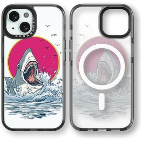 Compatible for iPhone 15 Case Cute Aesthetic - Durable Shockproof 6.6 ft Drop Impact Phone Case Cover with Funny Fashion Lovely Flower 6.1" Black