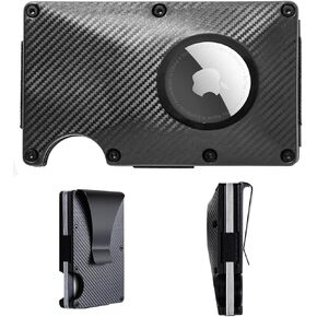 اسجينو اكس محفظة ايرتاج للرجال، محفظة رفيعة بتصميم بسيط مع حامل ايرتاج من الالياف الكربونية بخاصية حجب تحديد الهوية بموجات الراديو وحامل بطاقات الائتمان ومشبك للنقود، لون اسود، تصميم بسيط, أسود, مُبسط in Kuwait