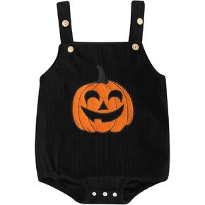 Baby Boy Girl Halloween Clothes Newborn Pumpkin Romper Overalls Corduroy Bodysuit Infant Fall Winter Outfits