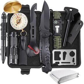 Gifts for Men Dad Husband Boyfriend Him, Survival Kits, 14 in 1 Survival Gear Camping Essentials Cool Gadgets for Camping Hiking Wilderness Adventures and Disaster Preparedness