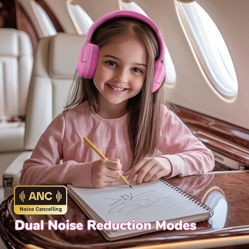 iClever BTH20 Active Noise Cancelling Headphones for Kids, 60H Play Time, 80dBA Safe Volume, Comfortable Fit, Bluetooth5.4, Award-Winning Over Ear Kids Headphones Wireless AUX Cord for Airplane Travel in Saudi Arabia
