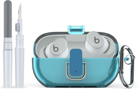 [Upgrade Secure Lock] for Beats Solo Buds 2024 Case Cover with Cleaner Kit, AGENTNANO Clear TPU Shockproof Protective Cover Compatible with Beats Solo Buds Charging Case with Carabiner-Clear in Saudi Arabia