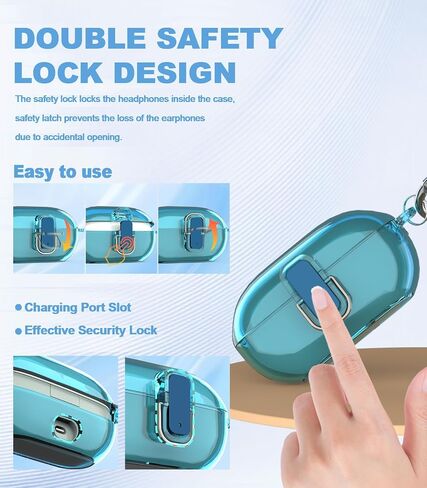 [Upgrade Secure Lock] for Beats Solo Buds 2024 Case Cover with Cleaner Kit, AGENTNANO Clear TPU Shockproof Protective Cover Compatible with Beats Solo Buds Charging Case with Carabiner-Clear in Saudi Arabia