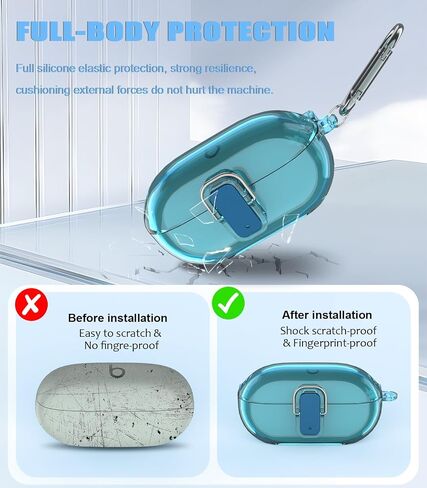[Upgrade Secure Lock] for Beats Solo Buds 2024 Case Cover with Cleaner Kit, AGENTNANO Clear TPU Shockproof Protective Cover Compatible with Beats Solo Buds Charging Case with Carabiner-Clear in Saudi Arabia