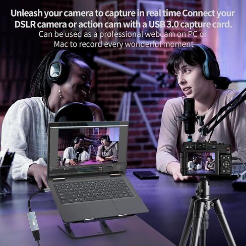 Papeaso Video Capture Card, 4K Input HDMI to USB-C 3.0, 2K 30FPS Capture | 1080P 60FPS Capture Card for Streaming, Compatible with iPad Mac OS Windows, OBS, Quest 3, PS5/4, Switch 2/1, Xbox, Camera in Kuwait