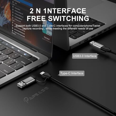 Papeaso Video Capture Card, 4K Input HDMI to USB-C 3.0, 2K 30FPS Capture | 1080P 60FPS Capture Card for Streaming, Compatible with iPad Mac OS Windows, OBS, Quest 3, PS5/4, Switch 2/1, Xbox, Camera in Kuwait