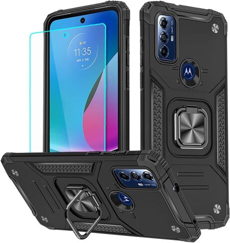 حافظة Moto G Play 2023، حافظة Motorola G Play 2023 مع واقي شاشة عالي الدقة، مسند قابل للدوران بدرجة عسكرية 360 درجة (شديد التحمل) حافظات واقية مضادة للصدمات لهاتف Moto G Play 2023 (أخضر) in Kuwait