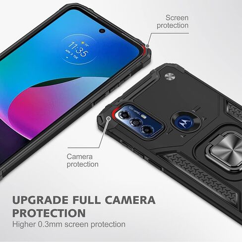 حافظة Moto G Play 2023، حافظة Motorola G Play 2023 مع واقي شاشة عالي الدقة، مسند قابل للدوران بدرجة عسكرية 360 درجة (شديد التحمل) حافظات واقية مضادة للصدمات لهاتف Moto G Play 2023 (أخضر) in Kuwait
