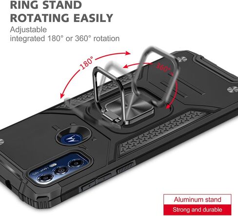 حافظة Moto G Play 2023، حافظة Motorola G Play 2023 مع واقي شاشة عالي الدقة، مسند قابل للدوران بدرجة عسكرية 360 درجة (شديد التحمل) حافظات واقية مضادة للصدمات لهاتف Moto G Play 2023 (أخضر) in Kuwait
