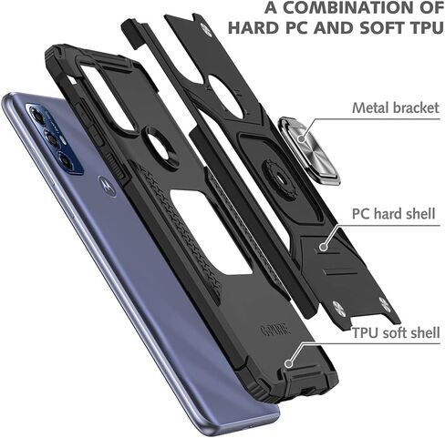 حافظة Moto G Play 2023، حافظة Motorola G Play 2023 مع واقي شاشة عالي الدقة، مسند قابل للدوران بدرجة عسكرية 360 درجة (شديد التحمل) حافظات واقية مضادة للصدمات لهاتف Moto G Play 2023 (أخضر) in Kuwait
