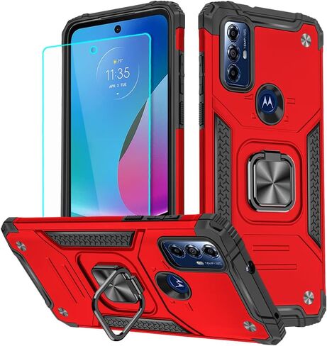 حافظة Moto G Play 2023، حافظة Motorola G Play 2023 مع واقي شاشة عالي الدقة، مسند قابل للدوران بدرجة عسكرية 360 درجة (شديد التحمل) حافظات واقية مضادة للصدمات لهاتف Moto G Play 2023 (أخضر) in Kuwait