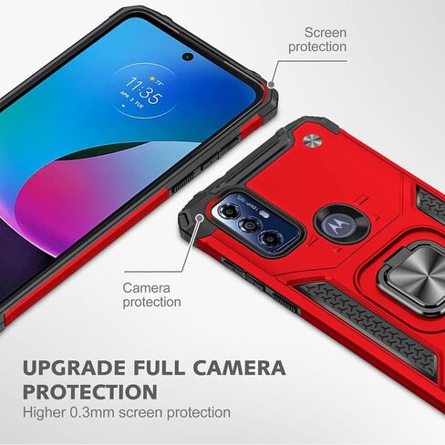 حافظة Moto G Play 2023، حافظة Motorola G Play 2023 مع واقي شاشة عالي الدقة، مسند قابل للدوران بدرجة عسكرية 360 درجة (شديد التحمل) حافظات واقية مضادة للصدمات لهاتف Moto G Play 2023 (أخضر) in Kuwait
