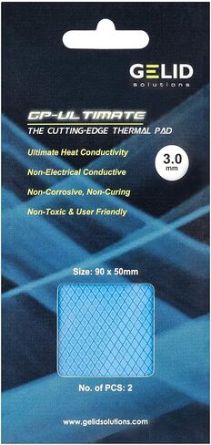 جيليد سولوشنز GP-Ultimate 15W-وسادة حرارية 90x50x1.0 ملم (2 قطعة). توصيل حراري ممتاز، حشو مثالي للفجوات. سهلة التركيب. in Kuwait