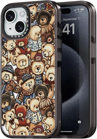 متوافق مع هاتف iPhone 15، جراب جميل جميل - متين مقاوم للصدمات بطول 6.6 قدم، غطاء هاتف بتأثير السقوط مع أزياء مضحكة وزهرة جميلة مقاس 6.1 بوصة أسود in Kuwait