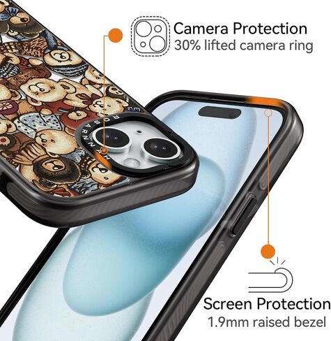 متوافق مع هاتف iPhone 15، جراب جميل جميل - متين مقاوم للصدمات بطول 6.6 قدم، غطاء هاتف بتأثير السقوط مع أزياء مضحكة وزهرة جميلة مقاس 6.1 بوصة أسود in Kuwait