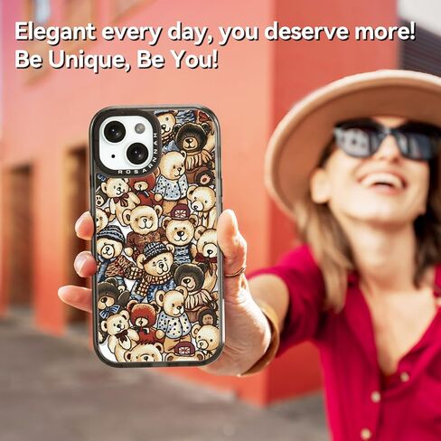 متوافق مع هاتف iPhone 15، جراب جميل جميل - متين مقاوم للصدمات بطول 6.6 قدم، غطاء هاتف بتأثير السقوط مع أزياء مضحكة وزهرة جميلة مقاس 6.1 بوصة أسود in Kuwait