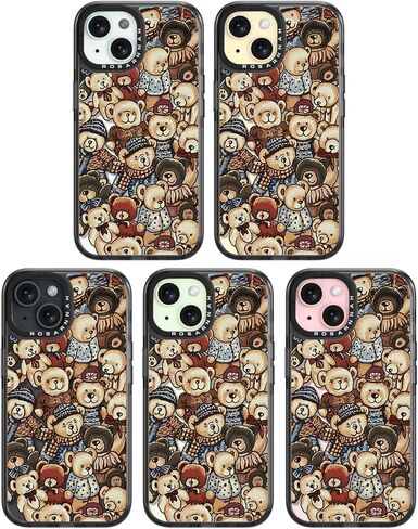 متوافق مع هاتف iPhone 15، جراب جميل جميل - متين مقاوم للصدمات بطول 6.6 قدم، غطاء هاتف بتأثير السقوط مع أزياء مضحكة وزهرة جميلة مقاس 6.1 بوصة أسود in Kuwait