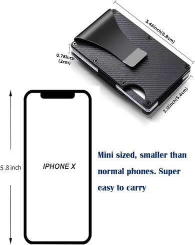 اسجينو اكس محفظة ايرتاج للرجال، محفظة رفيعة بتصميم بسيط مع حامل ايرتاج من الالياف الكربونية بخاصية حجب تحديد الهوية بموجات الراديو وحامل بطاقات الائتمان ومشبك للنقود، لون اسود، تصميم بسيط, أسود, مُبسط in Kuwait