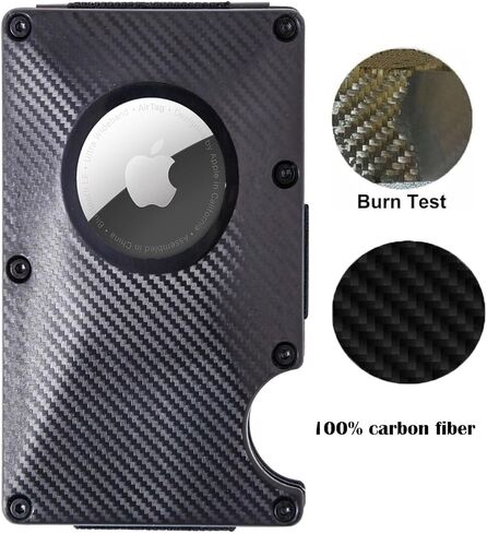 اسجينو اكس محفظة ايرتاج للرجال، محفظة رفيعة بتصميم بسيط مع حامل ايرتاج من الالياف الكربونية بخاصية حجب تحديد الهوية بموجات الراديو وحامل بطاقات الائتمان ومشبك للنقود، لون اسود، تصميم بسيط, أسود, مُبسط in Kuwait