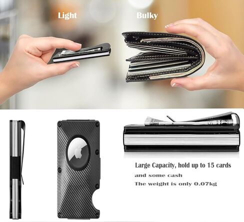 اسجينو اكس محفظة ايرتاج للرجال، محفظة رفيعة بتصميم بسيط مع حامل ايرتاج من الالياف الكربونية بخاصية حجب تحديد الهوية بموجات الراديو وحامل بطاقات الائتمان ومشبك للنقود، لون اسود، تصميم بسيط, أسود, مُبسط in Kuwait