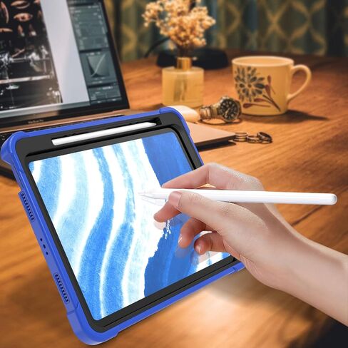 حافظة لجهاز iPad Air 11 بوصة M2 2024، حافظة iPad Air الجيل السادس، حافظة iPad Air 5th(2022)/4th(2020) مع حامل قلم رصاص ومسند، غطاء تابلت واقٍ متين مقاوم للصدمات، أخضر/رمادي in Kuwait