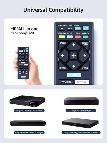 Replacement Remote Control for Sony DVD Blu-Ray Disc Player, for Sony BDP Series Player, for Sony 4K Ultra HD UHD 3D Player, for Streaming Blu-Ray Home Theater, RMT-VB100U RMT-VB201U in Saudi Arabia