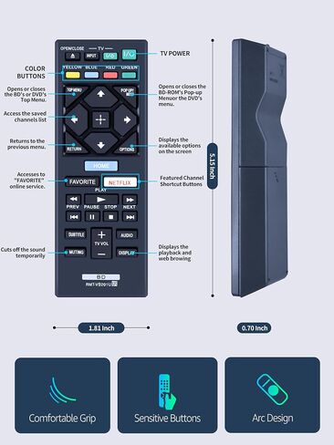 Replacement Remote Control for Sony DVD Blu-Ray Disc Player, for Sony BDP Series Player, for Sony 4K Ultra HD UHD 3D Player, for Streaming Blu-Ray Home Theater, RMT-VB100U RMT-VB201U in Saudi Arabia