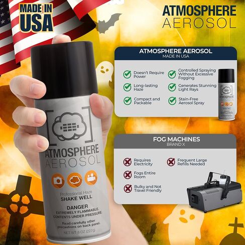 2 Pack - Haze/Fog Atmosphere Aerosol Spray for Photographers & Filmmakers - Photography Smoke and Light Ray Effects for Indoor and Outdoor Use - Spray Made in The USA - Safe Fog Machine Alternative in Saudi Arabia
