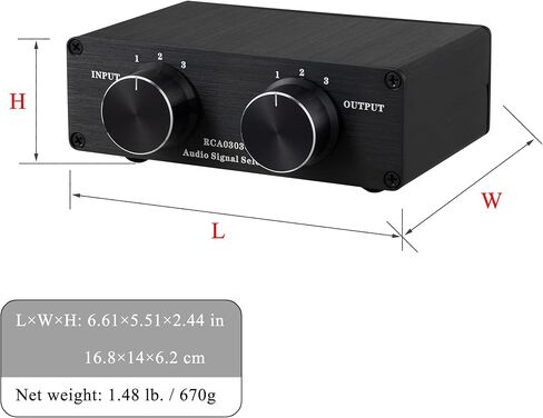 4 to 1 (1 to 4) RCA Audio Source Signal Switch Box Manual Passive Audio Splitter Box 1 in 4 out Hifi lossless selector L/R (RCA 0401GL) in Saudi Arabia