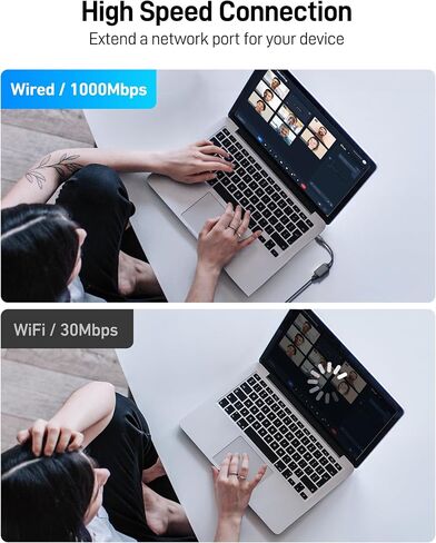 acer USB C to Ethernet Adapter, Gigabit RJ45 to USB 3.0 Type-C Ethernet LAN Network Adapter, Portable Thunderbolt 3/4 Adapter for MacBook Pro/Air, iPad Pro, XPS, Laptop, Smart Phone & More - Silver in Kuwait