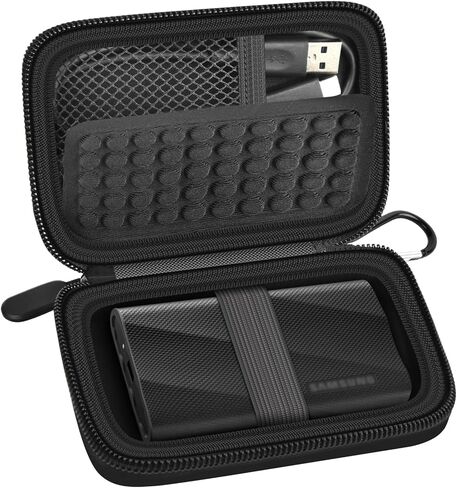 حافظة متوافقة مع Samsung T9/ T7/ T7 Shield Portable SSD 1TB 2TB 4TB محرك الأقراص الصلبة الخارجي، منظم حامل حمل السفر لمحركات الأقراص الصلبة وكابل USB (صندوق فقط) - أرجواني in Kuwait