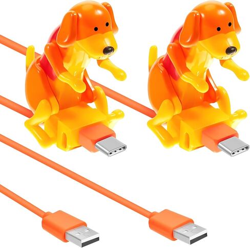 Frienda 2 Pcs Dog Phone Charger Type-C,Orange, White,Cute, Spot Style in Saudi Arabia