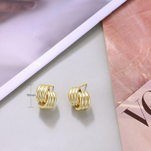 SELFROSE Gold Hoop Earrings for Women,Dainty Chunky Gold Earrings 14k Gold Plated Hypoallergenic Claw CZ Huggie Earrings Small Hoop Earrings for Women Trendy Simple Hoop Earrings Gold Jewelry Gifts in Kuwait