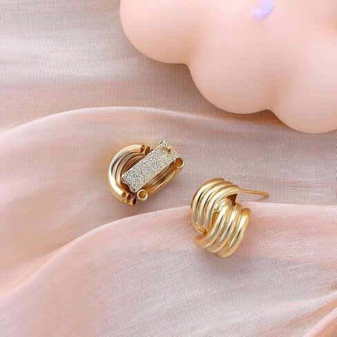 SELFROSE Gold Hoop Earrings for Women,Dainty Chunky Gold Earrings 14k Gold Plated Hypoallergenic Claw CZ Huggie Earrings Small Hoop Earrings for Women Trendy Simple Hoop Earrings Gold Jewelry Gifts in Kuwait