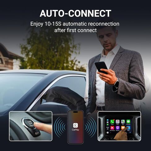 محول Carplay لاسلكي صغير، توصيل تلقائي 10 ثوانٍ للسيارات مع CarPlay السلكية OEM، تحويل سلكي إلى CarPlay لاسلكي، دونجل Carplay للسيارات من 2016+ وiOS 10+، تحديث عبر الإنترنت (رمادي) in Kuwait