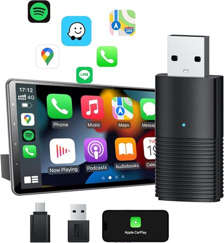 محول Carplay لاسلكي صغير، توصيل تلقائي 10 ثوانٍ للسيارات مع CarPlay السلكية OEM، تحويل سلكي إلى CarPlay لاسلكي، دونجل Carplay للسيارات من 2016+ وiOS 10+، تحديث عبر الإنترنت (رمادي) in Kuwait