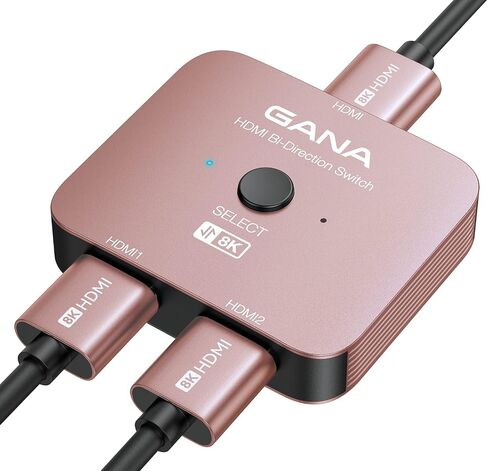 GANA HDMI 2.1 Switch, 8K HDMI Switcher Splitter 2 in 1 Out, Supports 4K@120Hz,8K@60Hz, 48Gbps Aluminum Bi-Directional Ultra HD HDMI Hub Compatible with PS5/4,Xbox,Roku,Apple TV,Fire Stick in Saudi Arabia