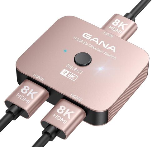 GANA HDMI 2.1 Switch, 8K HDMI Switcher Splitter 2 in 1 Out, Supports 4K@120Hz,8K@60Hz, 48Gbps Aluminum Bi-Directional Ultra HD HDMI Hub Compatible with PS5/4,Xbox,Roku,Apple TV,Fire Stick in Saudi Arabia